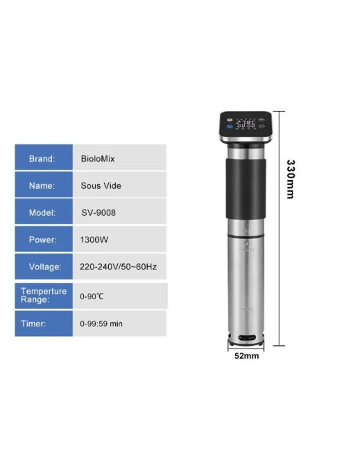 TUYA sous vide gép, WI-Fi, mobiltelefonos kapcsolattal, 1300W