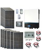 Hibrid üzemű napelem rendszer 7 kW napelem, 8kW  2 stringes inverter dupla MPPT töltésvezérlővel, WiFi-vel, 120A MPPT, 48V rendszer