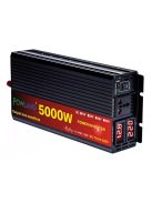 5000W inverter tiszta szinuszos DC 24V-ról AC 220V-ra LED kijelzővel