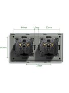 Double Wall Power Plug Crystal Glass Panel EU Standard Electrical Double Socket  Grey