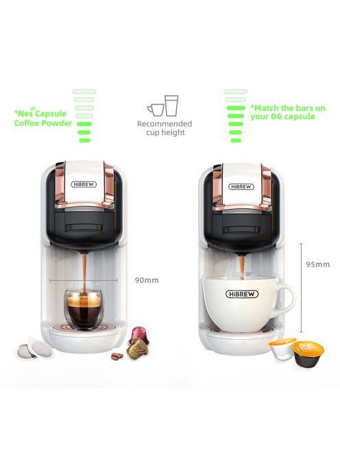 HiBREW Multiple Capsule Coffee Machine, Hot/Cold Dolce Gusto Milk Nespresso Capsule ESE Pod Ground Coffee Cafeteria 19Bar 5 in 1, White