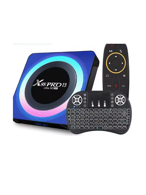 TV Box médialejátszó 6K UltraHD, 4GB + 64GB, Billentyűzettel és távirányítóval, Wi-Fi, Andorid/iOS kompatibilis, USB3.0