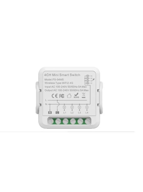 Tuya WiFi 4  gang mini smart switch, négy körös relé 5A